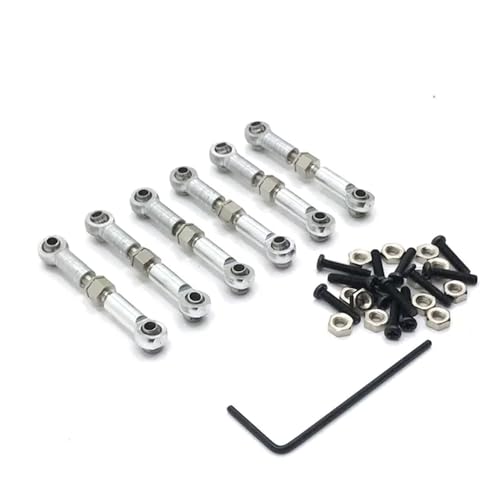 YTrBXZ Metall Linkage Zugstange Vorne Hinten Servo Link Spurstange Kompatibel Mit 184011 A949 A959 A969 A979 K929 1/18 RC Auto Upgrade Ersatzteile(Silver) von YTrBXZ