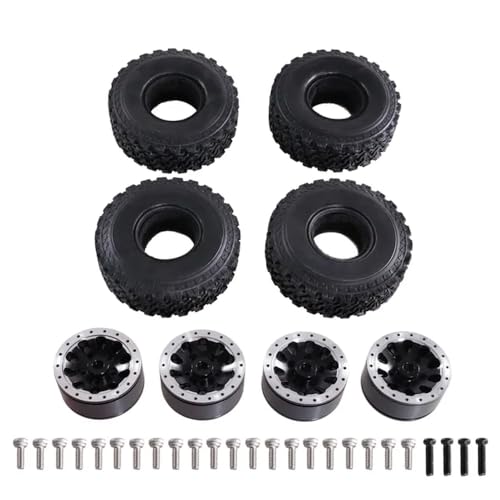 YTrBXZ Metall-Sechsradantrieb-Clip-Reifen-Radnaben-Reifen, kompatibel mit MN 1/12 MN82 LC79 MN78 D91 D96 99S 1/16 Full Range Feiyu RC-Teilen(Black) von YTrBXZ