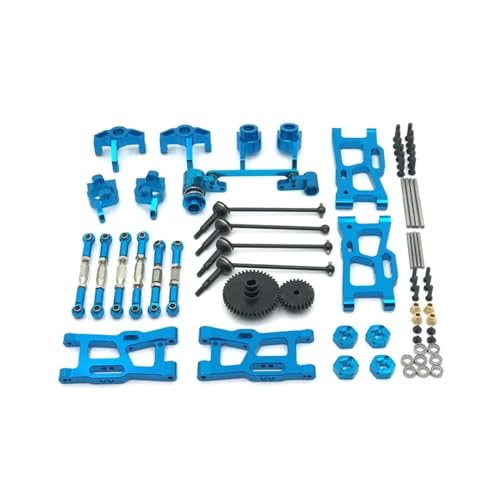 YTrBXZ Metall-Upgrade-Kit Kompatibel mit kompatible RC-Autos, Antriebswelle, Zugstange, Schwenkarm, Lenkgetriebe, Modell 124016, 124017, 124018, 124019, 144001, 144010(Blue) von YTrBXZ