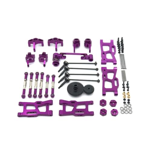 YTrBXZ Metall-Upgrade-Kit Kompatibel mit kompatible RC-Autos, Antriebswelle, Zugstange, Schwenkarm, Lenkgetriebe, Modell 124016, 124017, 124018, 124019, 144001, 144010(Purple) von YTrBXZ