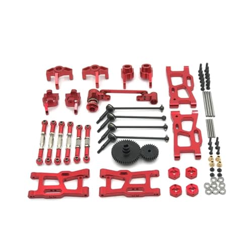 YTrBXZ Metall-Upgrade-Kit Kompatibel mit kompatible RC-Autos, Antriebswelle, Zugstange, Schwenkarm, Lenkgetriebe, Modell 124016, 124017, 124018, 124019, 144001, 144010(RED) von YTrBXZ