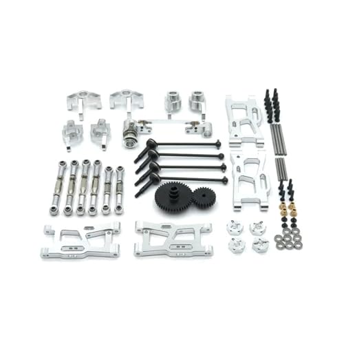 YTrBXZ Metall-Upgrade-Kit Kompatibel mit kompatible RC-Autos, Antriebswelle, Zugstange, Schwenkarm, Lenkgetriebe, Modell 124016, 124017, 124018, 124019, 144001, 144010(Silver) von YTrBXZ