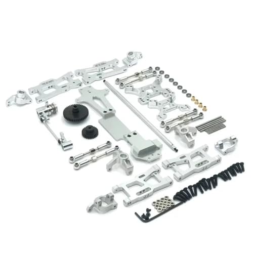 YTrBXZ Metall-Upgrade-Teile-Kits, Schwingen-Verbindungsstange, Lenkblock, kompatibel mit den Modellen 144001, 144002, 144010, Kompatibel mit 1/14 RC-Autozubehör(Silver) von YTrBXZ