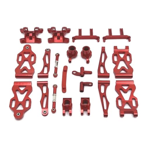 YTrBXZ Metall-Upgrade-Teile-Set Kompatibel mit 1/16 RC-Autos, kompatibel mit 16101 16102 16106 16201 Q130A Q130B Q141 Q117 Vorder- und Hinterarm-Lenkschale(Red) von YTrBXZ