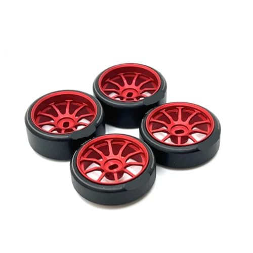 YTrBXZ Metallradnabe und Draft-Logo-Reifen, kompatibel mit HGD1 -Q -D -Z DRZ 1/28 284131 K969 K979 K989 P929 RC Car Upgrade Wheels(Red) von YTrBXZ