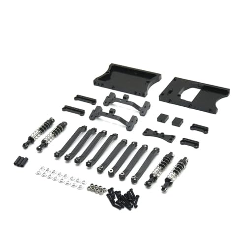 YTrBXZ RC-Auto-Ersatzteile, kompatibel mit 1/12 D91 D96 MN98 99S Upgrade-Kits mit festen Spurstangen aus Metall, Lenkgetriebe, Kabinen-Heckbalken(Black) von YTrBXZ