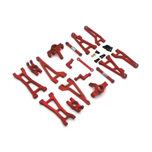 YTrBXZ Upgrade Metall-Aufhängungsarm und Lenkbecher-Verbindungsstangen-Set Compatible with 1/16 RC-Auto, kompatibel mit 16889 16889A 16890 SG1601 SG1602(Red) von YTrBXZ