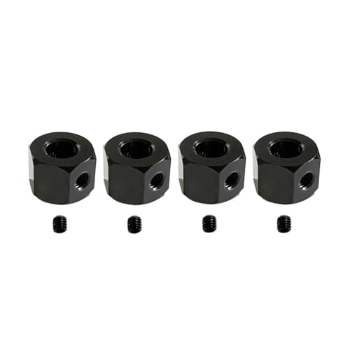 YTrBXZ Upgrade Teile RC Autos 4 stücke Metall Combiner Rad Hex Nabe Adapter Koppler Kompatibel mit C14 C24 C34 B14 B24 B36 D12 MN MN99S 5mm bis 12mm(Black) von YTrBXZ