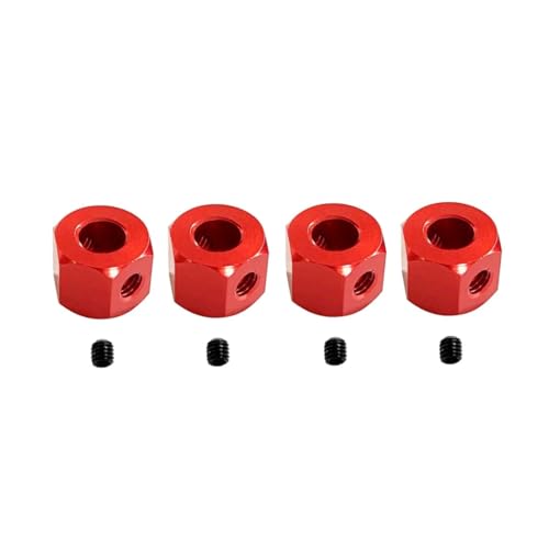 YTrBXZ Upgrade Teile RC Autos 4 stücke Metall Combiner Rad Hex Nabe Adapter Koppler Kompatibel mit C14 C24 C34 B14 B24 B36 D12 MN MN99S 5mm bis 12mm(Red) von YTrBXZ