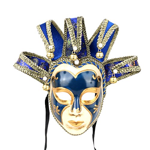 YU FENG Maskerade Jolly Jester Maske Cosplay Karneval Abschlussball Tanz Geburtstag Party Tragen oder Dekor (blau) von YU FENG