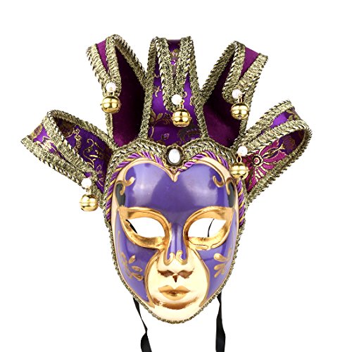 YU FENG Vintage Jolly Joker Venezianische Maskerade Maske Kostüm Halloween Cosplay Maske für Party, Ball Abschlussball, Karneval, Wanddekoration (lila) von YU FENG