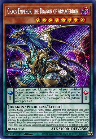 Chaos Emperor, The Dragon of Armageddon – BLAR-EN051 – Secret Rare – 1. Ausgabe von YU-GI-OH!