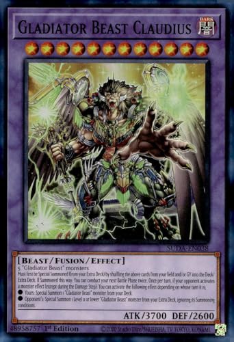 Gladiator Beast Claudius - SUDA-EN038 - Super Rare - 1. Auflage von YU-GI-OH!