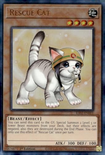 Rescue Cat (Alternate Art) (PUR) – RA02-EN001 – Prismatic Ultimate Rare – 1. Auflage von YU-GI-OH!