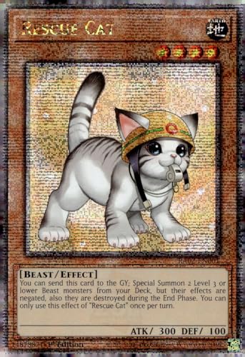 Rescue Cat (Alternate Art) (Quarter Century Secret Rare) – RA02-EN001 – Quarter Century Secret Rare – 1. Auflage von YU-GI-OH!