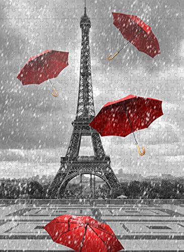 Puzzle für Erwachsene 500 Teile Puzzle Iron Tower Red Umbrella Challenge Puzzle-Set Kinderpuzzle Spiel Unterhaltungsgeschenk von YU GONG FANG