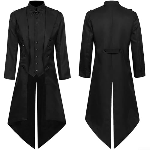 YUANGANG Modische Herren-Frackjacke, Gothic, viktorianischer Stil, für verschiedene Jahreszeiten, einschließlich Frühling, Sommer und Herbst, (L schwarz) von YUANGANG