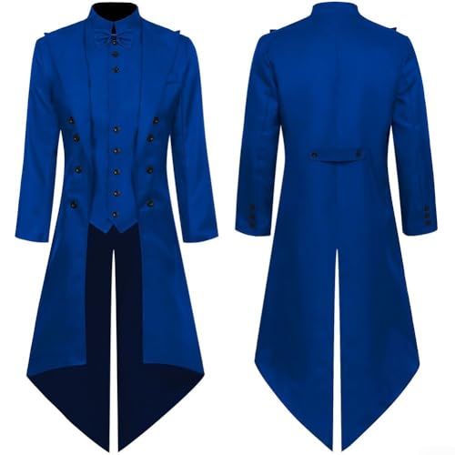 YUANGANG Modische Herren-Frackjacke, Gothic, viktorianischer Stil, für verschiedene Jahreszeiten, einschließlich Frühling, Sommer und Herbst, Größe M, Blau von YUANGANG