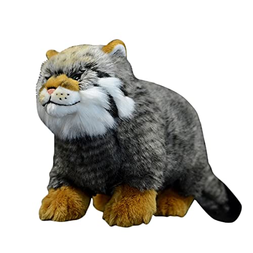 YUBEIER Pallas Cat Plush Toy,12 Inches Grey Steppe Cat Stuffed Animal Simulation Cute Wild Animals Plush Dolls For Kids Birthday Christmas Halloween von YUBEIER