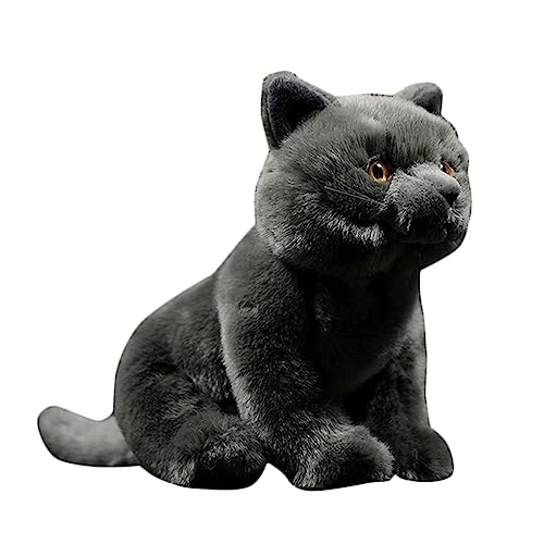 YUBEIER Simulation British Short Cat Plush Toy,11 Inch Cute Grey Cat Stuffed Animal, Soft Hugging Doll Kitten Pillow Gift For Kids Birthday von YUBEIER