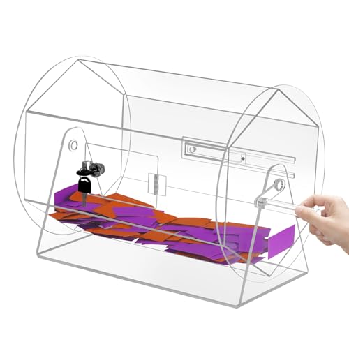YUCHENGTECH lostrommel mit Griff Acryl Tombola Trommel Durchsichtige Tombola-Tickettrommel mit 2 Schlüsseln für Lotterie Bingo Tombola Kugeln Hält 5.000 Lose von YUCHENGTECH