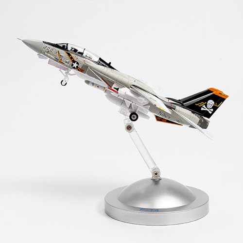 YUDIZWS F-14 Tomcat Skeleton Maßstab 1:100 Legierungs-Druckguss-Modellflugzeug mit 360° Universalhalterung, Faltbare Flügel, Angriffsflugzeug militärisches Display-Kampfflugzeugmodell,Silber von YUDIZWS