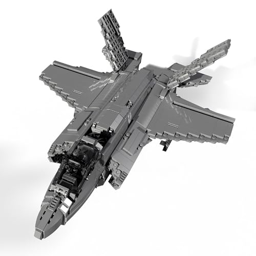 YUDIZWS F-35 Kampfjet-Modell 1600PCS Bausteine Set, 43cm Großes Flugzeug-Set Baumontage Spielzeug Geschenke für Kinder und Jugendliche,Grau von YUDIZWS