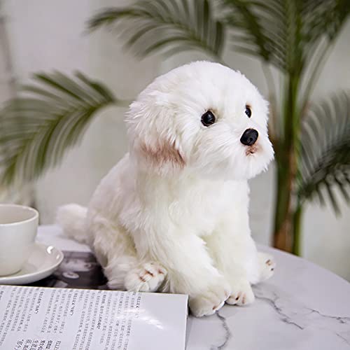 YUDIZWS Realistischer Hund Malteser Stofftier Hündchen 32cm, Stehender Malteser Plüsch Begleiter Für Kinder Älteste,Maltese von YUDIZWS