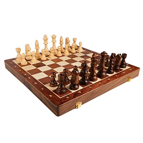 Schach Set, ADITAM Chess Foldable Chess Set with Internal Storage Wooden Chess Solid Wood Board Pieces Folding Portable Chess Board Chess Game Chess Set von YUEKOPOU