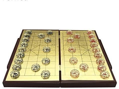 Schach Set, Chess Sets and Boards Wood Chinese Game Set Folding Chessboard Crystal Pieces Glittering Gold Foil Chessboard Upscal Good Gift von YUEKOPOU