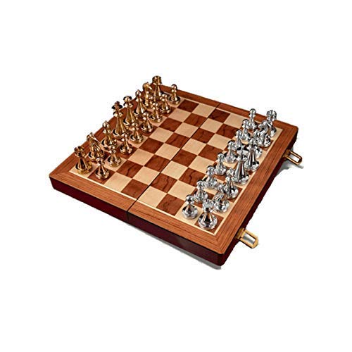 Schach Set, Outdoor Foldable Wood Chess, Vintage Style Copper Plated Chess Set von YUEKOPOU