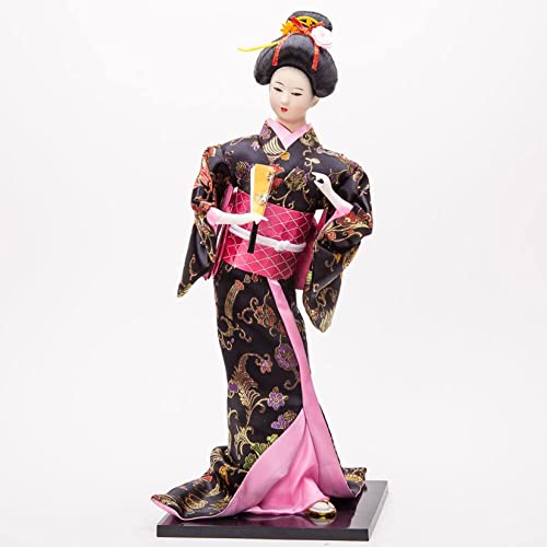 Chinesische Puppe Desktop Dekor, Japanese Decor Doll Kimono Geisha Girl Statue Chinese Dolls Desktop Decor Figurine Gift for Home Office Christmas Birthday Wedding Oriental Collectible, von YUEKOPOU