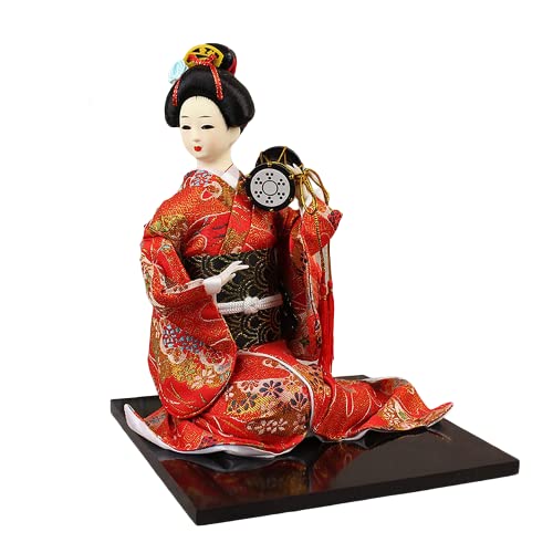 YUEKOPOU Chinesische Puppe Desktop Dekor, Japanese Doll DecorKimono Geisha Chinese Dolls Desktop Decor Figurine Gift 11Inchs for Christmas Birthday Holiday Wedding Oriental Collectible Figurine, von YUEKOPOU