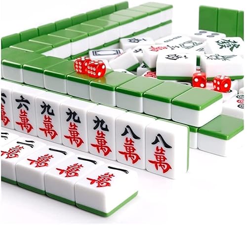 YUEKOPOU Mahjong Set,Chinesisches Majong Set, 42mm Large Mosaic with Travel Case for Adults, Boys, and Girls, 144 Mosaic Mah Jongg Game Made in China von YUEKOPOU