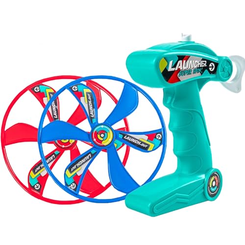 YUEMING Propellerspiel mit 1 Griffen und 2 Propeller 20.5cm Durchmesser, Motorikspielzeug Flugspiel, Zugschnur FliegenSaucers Spinning Flying Disc, Kindergeburtstag Partygeschenke von YUEMING