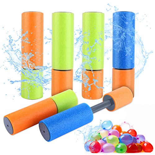 Wasserpistole Klein Spielzeug für Kinder, 6er Wasserspritzpistolen Schaumstoff + 200pcs Wasserballons Wasserbomben Selbstschließend Water Gun für Sommer Pool Party Strand Wasserspielzeug Outdoor von YUEONEWIN