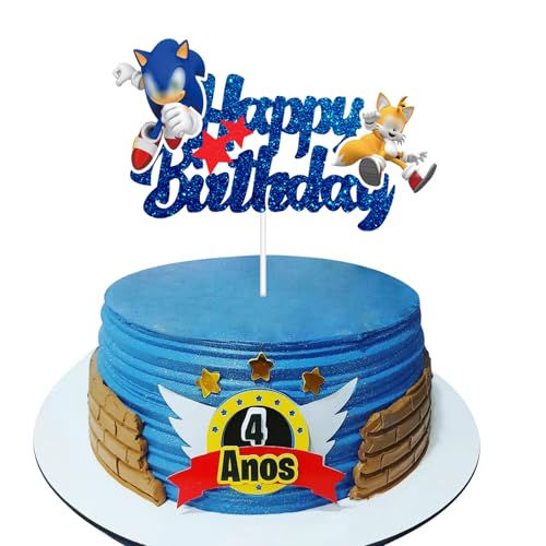 Cartoons Kuchen Topper, Hedgehog Happy Birthday Cupcake, Topper Glitzer Kuchen Dekoration, für Kinder Baby Party Geburtstag Party Dekoration von YUEXNKO