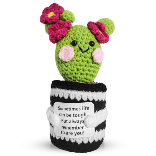 Positive Kartoffel,Positiver Kaktus Pocket Hug Positive Kartoffel Kreative Strickwolle Kaktus Puppe mit Positiver Energiekarte Mutmacher Glücksbringer,Kreative Plush Plushie,Mutmacher Geschenk von YUFFQOPC