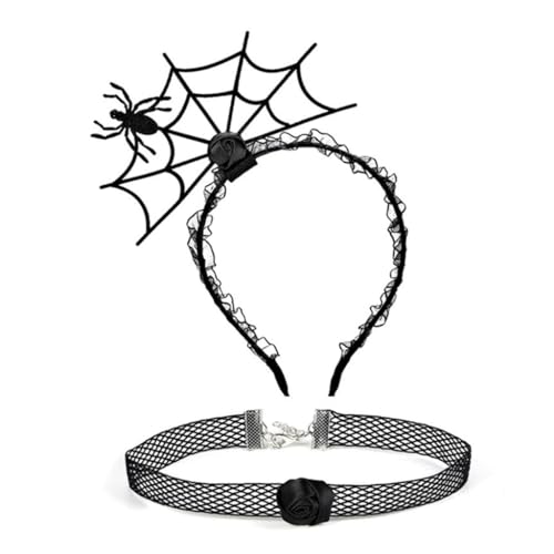 YUGSHNKFC 1 Set Halloween Cosplay Spinnennetz Stirnband und Spitze Choker Cosplay Lovely Kostüm Karneval Party Zubehör für Erwachsene von YUGSHNKFC