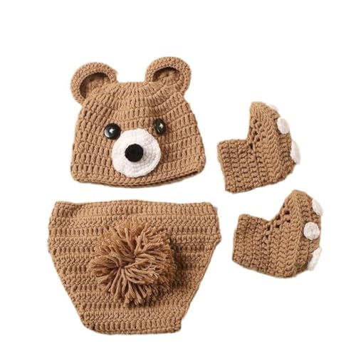 YUGSHNKFC 3pcs Niedliche Bären Neugeborene Fotografie Kostüm Weiche Und Warmes Strickoutfit Mit Passenden Schuhen Für Babyfotoshoots von YUGSHNKFC