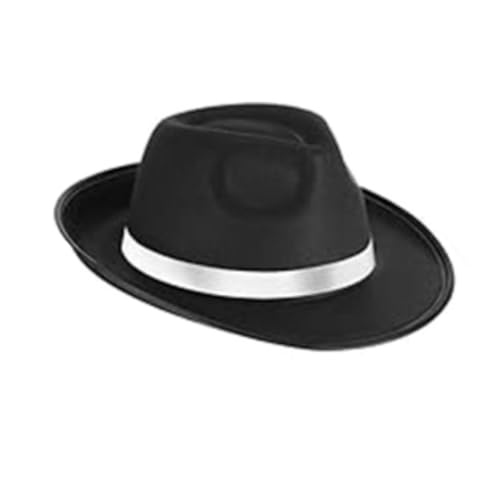 YUGSHNKFC Eleganter Fedoras Hut für Rollenspiel Kostüm Gentleman Hut mit Rollkrempe Erwachsene Karneval Party Panama Hut Kopfschmuck von YUGSHNKFC