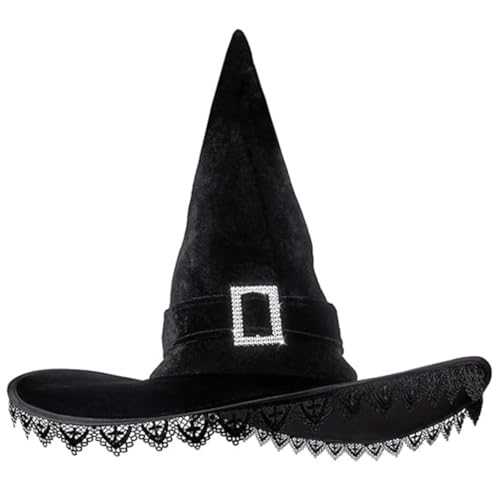 YUGSHNKFC Halloween Cosplay Hexe Zauberer Hut mit Spitzenbesatz Karneval Party Kopfschmuck Teufelshut Cosplay Werkzeug für Erwachsene Teenager von YUGSHNKFC