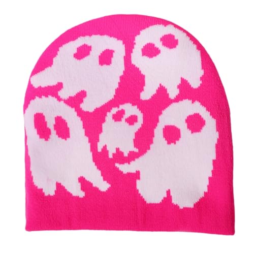 YUGSHNKFC Halloween-Totenkopf-Hut, Unisex, Strickmütze, vielseitig einsetzbar, für Party, Urlaub, Winter, warme Mütze, lustiges Spekter-Thema von YUGSHNKFC