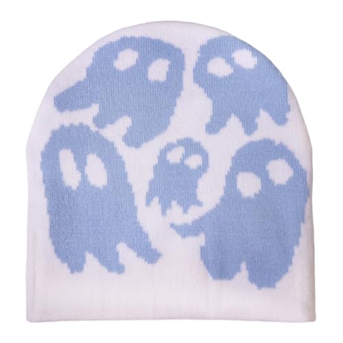 YUGSHNKFC Halloween-Totenkopf-Hut, Unisex, Strickmütze, vielseitig einsetzbar, für Party, Urlaub, Winter, warme Mütze, lustiges Spekter-Thema von YUGSHNKFC