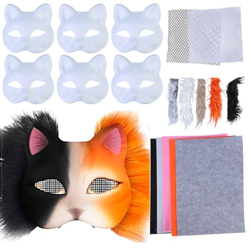 YUGSHNKFC Katzen Halloween Party Handbemalte Katzen mit Plüschstoff unlackiert Tier Kits von YUGSHNKFC