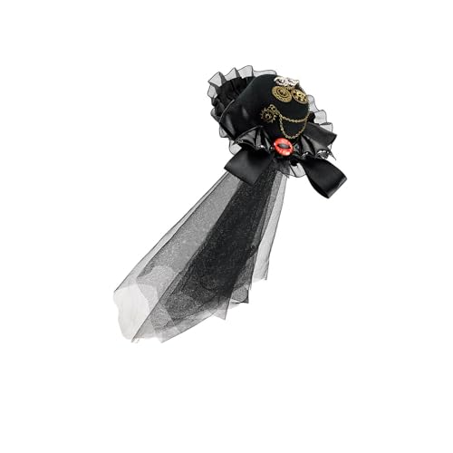 YUGSHNKFC Kleiner Zylinder im viktorianischen Stil, mit industriellen Zahnrädern, Spitzendetail und Kettendetail, Punk, Cosplay, Kopfbedeckung für Veranstaltungen, kreativer Steampunk-Hut mit Kette YUGSHNKFC Kleiner Zylinder im viktorianischen Stil, mit industriellen Zahnrädern, Spitzendetail und Kettendetail, Punk, Cosplay, Kopfbedeckung für Veranstaltungen, kreativer Steampunk-Hut mit Kette von YUGSHNKFC
