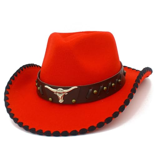 YUGSHNKFC RoleplayCowboy-Kappen für Erwachsene, breite Krempe, Fedora-Hut mit Hut, Gürtel, Rollenspiel-Hut, Karneval, Party, Kostümzubehör von YUGSHNKFC