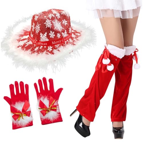 YUGSHNKFC Weihnachtsmann-Kostüm, Mützen, Socken, Handschuhe, Set, Partykleidung, bequemes Weihnachtsmann-Kostüm, Hüte für Urlaubskostüm, Weihnachtsset 6, S/4XL von YUGSHNKFC