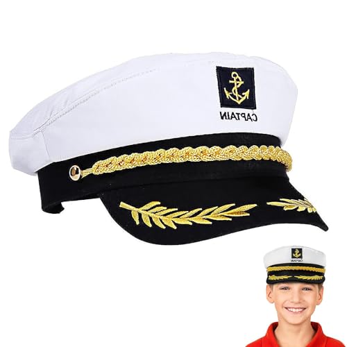 YUGUOLAN Kapitänsmütze Herren, Matrosenmütze, Kapitänsmütze Kinder, Matrosenhut, Weisse Kapitänsmütze Matrosenmütze, Yacht Schiff Boot Marine Mütze Für Damen, Männer & Erwachsene von YUGUOLAN