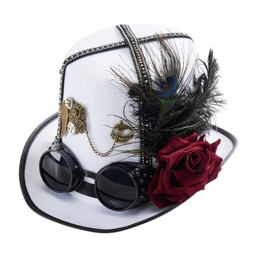 YUHANGCIYE Steampunks flacher Hut für Damen und Herren mit Brille, Halloween, Cosplay, Party, Kostüm, Hut, Gothic-Stil, modische Kopfbedeckung, Damenhut von YUHANGCIYE